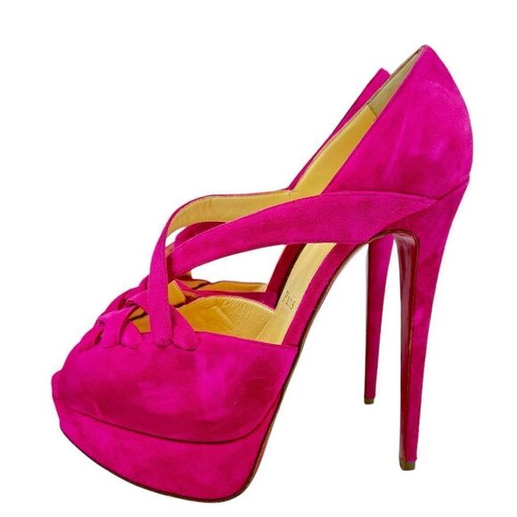 Christian Louboutin Suede Lady Corset Hot Pink 150 Pumps Size 6 - Picture 4 of 11